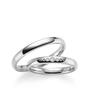 Alianzas de boda blancas con fila de diamantes - Alianzas de boda - 

