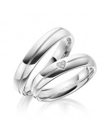 Alianzas de boda originales en oro blanco con diamante corazón - Alianzas de boda - 

