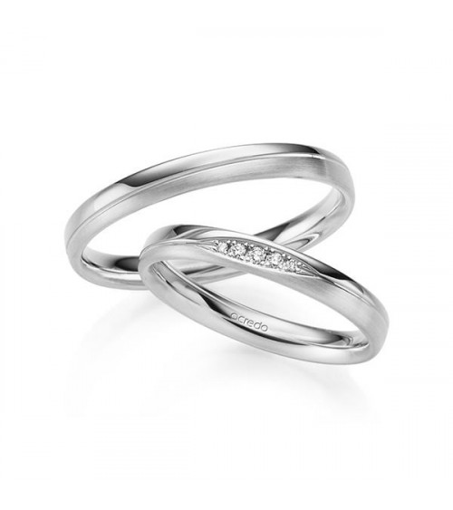 Diseño especial de anillos de matrimonio en oro blanco con diamantes - Alianzas de boda - 

