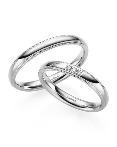 Anillos de boda en oro blanco con 3 diamantes naturales - Alianzas de boda - 

