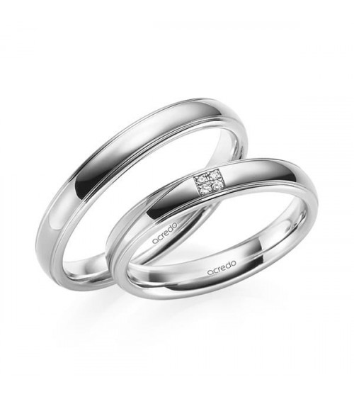 Anillos de matrimonio en oro blanco con 4 diamantes - Alianzas de boda - 

