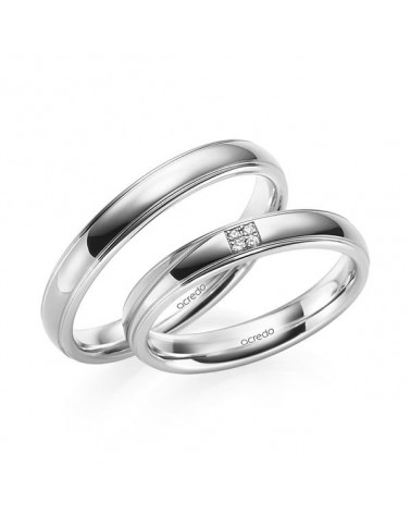 Anillos de matrimonio en oro blanco con 4 diamantes - Alianzas de boda - 

