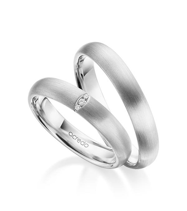 Anillos de matrimonio mate en oro blanco de 14K o 18K - Alianzas de boda - 

