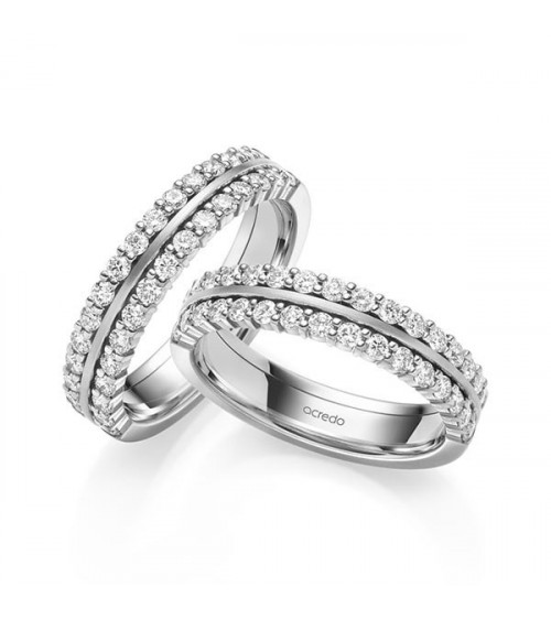 Exclusivas anillos de boda en oro blanco con dos coronas de diamantes - Alianzas de boda - 

