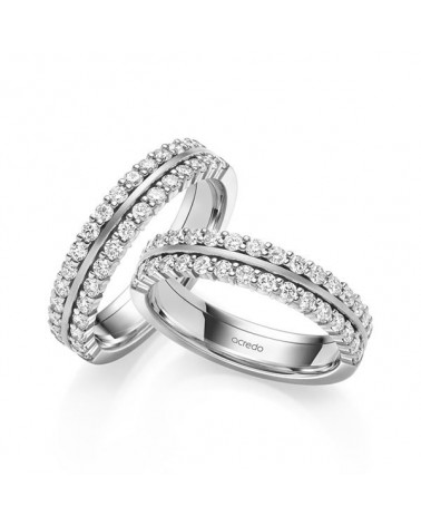 Exclusivas anillos de boda en oro blanco con dos coronas de diamantes - Alianzas de boda - 

