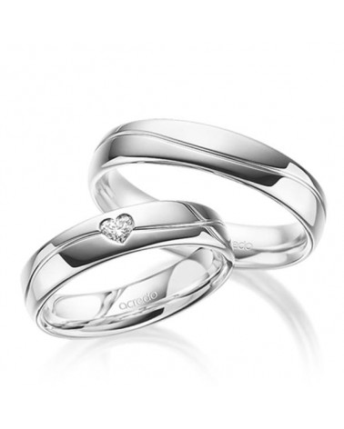 Originales anillos de boda blancos con un diamante talla corazón - Alianzas de boda - 

