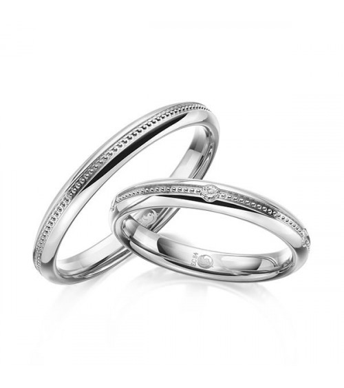 Diseño especial en anillos de matrimonio blancos con diamantes - Alianzas de boda - 

