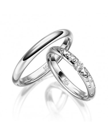 Alianzas de boda especiales en color blanco con un diamante - Alianzas de boda - 

