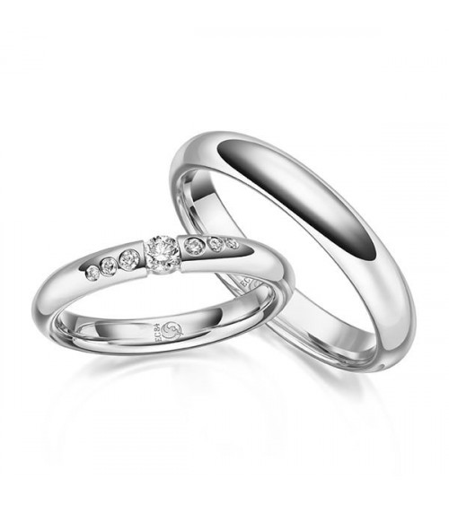 Anillos de matrimonio de oro blanco con certificado internacional - Alianzas de boda - 

