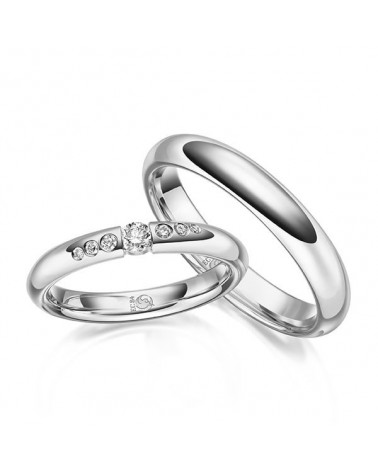 Anillos de matrimonio de oro blanco con certificado internacional - Alianzas de boda - 

