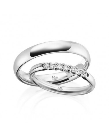 Pareja de anillos de color blanco en oro de 14K o 18K con diamantes - Alianzas de boda - 

