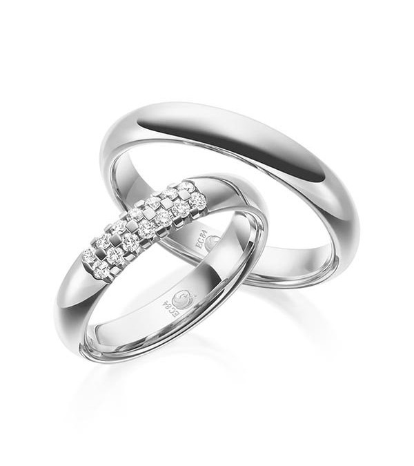 Alianza de boda con diamantes en oro blanco - Alianzas de boda - 

