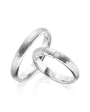 Anillos en oro blanco siempre blanco con acabado golpeteado - Alianzas de boda - 

