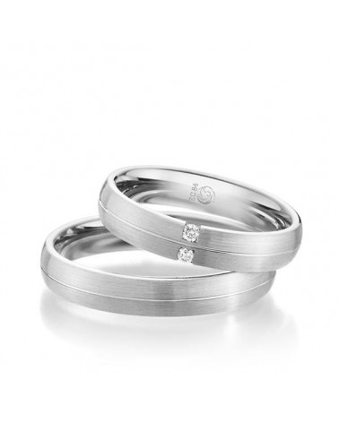 Alianzas de boda en oro blanco con acabado mate y dos diamantes pequeños - Alianzas de boda - 

