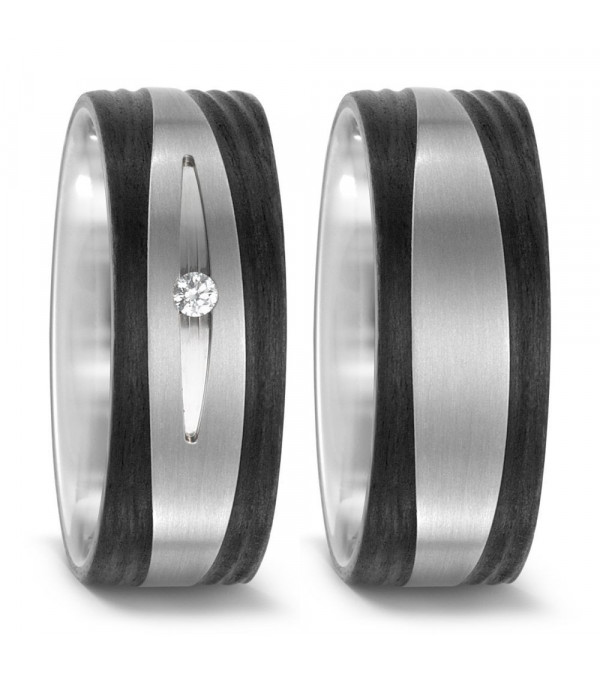 Alianzas de boda negras y blancas de carbon y titanio anchas - Alianzas de boda - 

