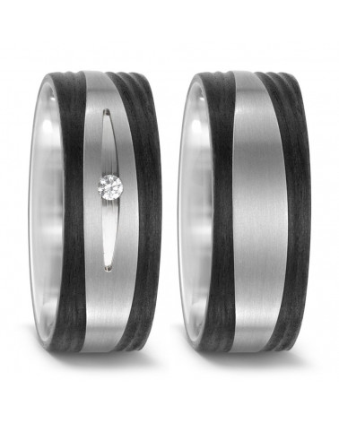 Alianzas de boda negras y blancas de carbon y titanio anchas - Alianzas de boda - 

