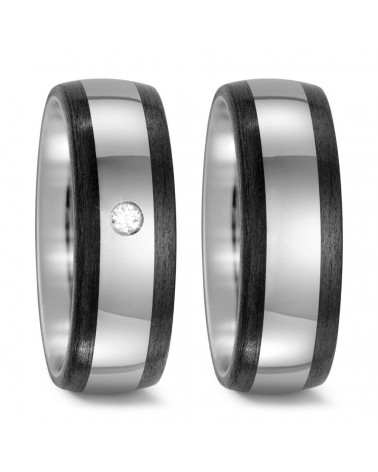 Anillos de boda diferentes de Carbono y Titanio con un diamante G,vs - Alianzas de boda - 

