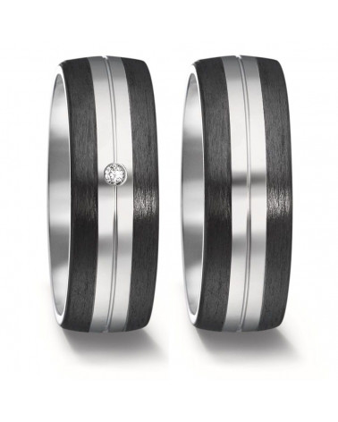 Alianzas de boda en titanio y carbono un diamante. - Alianzas de boda - 




