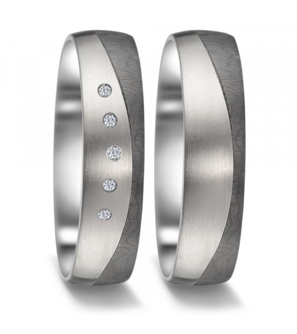 Anillos de matrimonio diferentes con acabado mate en dos colores - Alianzas de boda - 

