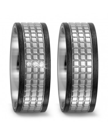 Anillos especiales de color negro y plateado de titanio y carbono - Alianzas de boda - 

