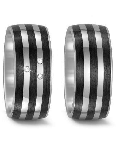 Anchos anillos de titanio y carbono con diamantes G,si - Alianzas de boda - 

