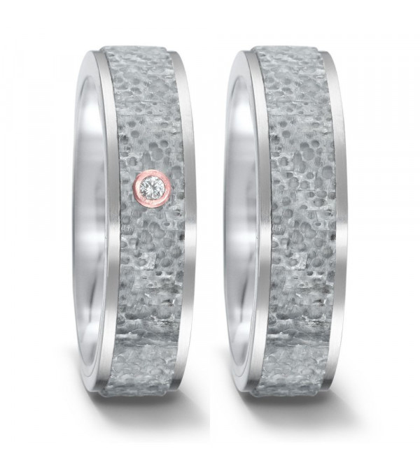 Alianzas de boda de color gris hechas de titanio y carbono - Alianzas de boda - 

