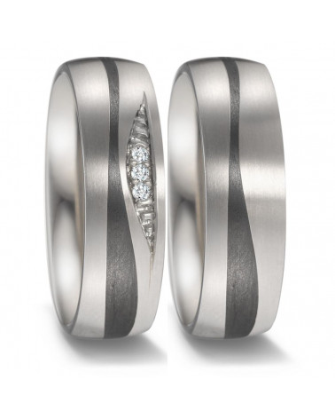 Par de anillos para la boda de titanio con diamantes - Alianzas de boda - 

