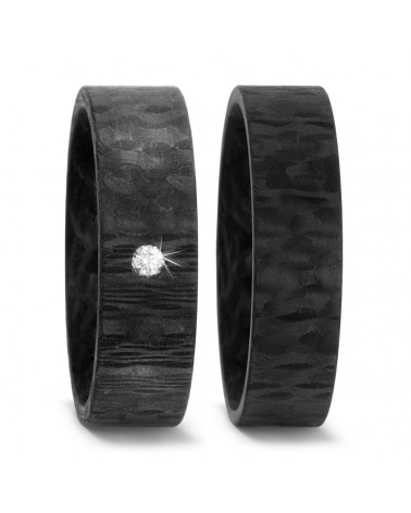 Pareja de anillos de boda negros hechos de carbono - Alianzas de boda - 

