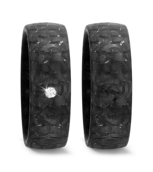 Alianzas de boda negras con acabado especial y un diamante para ella - Alianzas de boda - 

