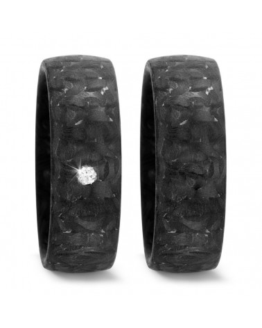 Alianzas de boda negras con acabado especial y un diamante para ella - Alianzas de boda - 

