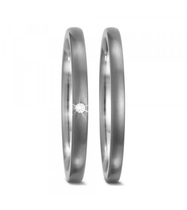 Anillos muy finos de titanio oscuro con un diamante pequeño - Alianzas de boda - 

