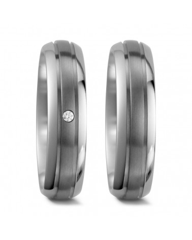 Anillos de titanio bicolor con acabado pulido y un diamante - Alianzas de boda - 

