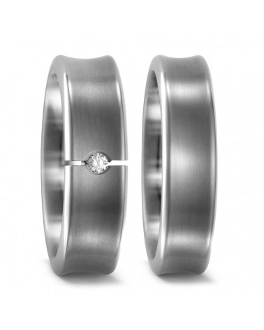 Anillos de matrimonio de titanio con un diamante en tensión - Alianzas de boda - 

