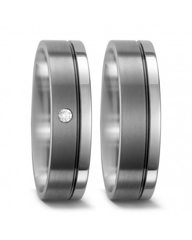 Anillos originales y distintos para la boda con una línea y un diamante - Alianzas de boda - 

