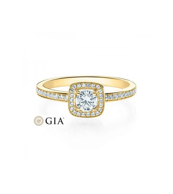 Carinea Major 0,42 | Oro amarillo - ANILLO DE COMPROMISO EN ORO - Solitario en oro de 18K con corona de diamantes