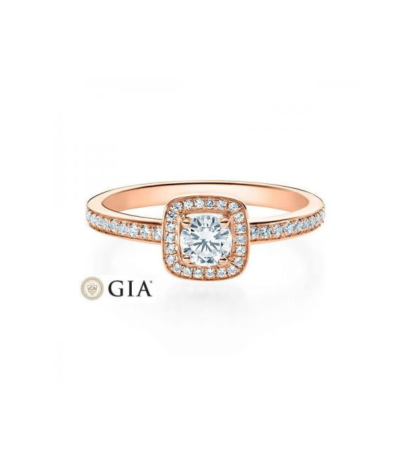 Carinea Major 0,42 | Oro rosa - ANILLOS DE COMPROMISO EN ORO ROSA - Solitario en oro rosa de 18K con corona de diamantes G,vsi