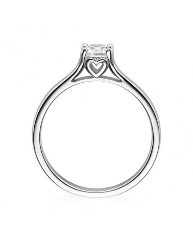 Alhena 0,10 | Oro blanco o Platino - Anillos de compromiso - Anillo de compromiso solitario con un corazón en oro blanco o plati