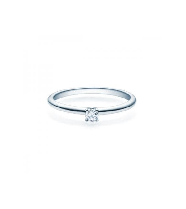 Persei 0,10 | Oro blanco o Platino - Anillos de compromiso - Anillo de compromiso clásico de Platino u Oro blanco con un diamant