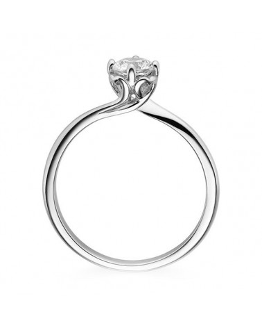 Algol 0,30 | Oro blanco o Platino - Anillos de compromiso - Nuevo anillo de compromiso con perfil de corazones y un diamante cor