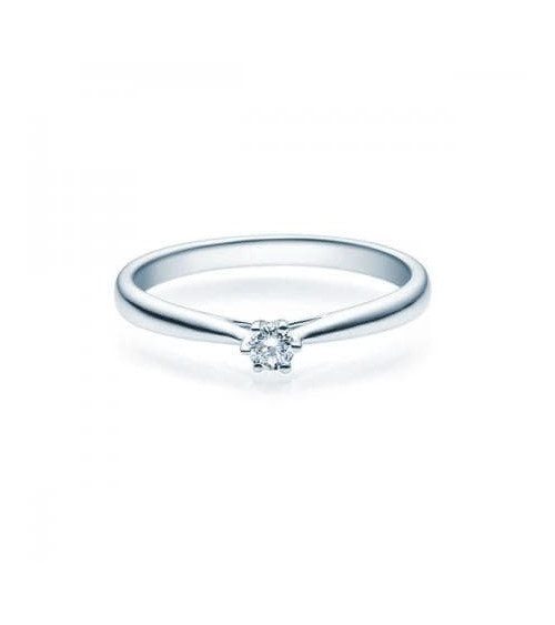 Achernar 0,10 | Oro blanco o Platino - Anillos de compromiso - Anillo de Oro blanco o Platino con un diamante central natural en