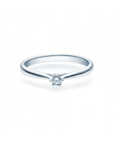 Achernar 0,10 | Oro blanco o Platino - Anillos de compromiso - Anillo de Oro blanco o Platino con un diamante central natural en