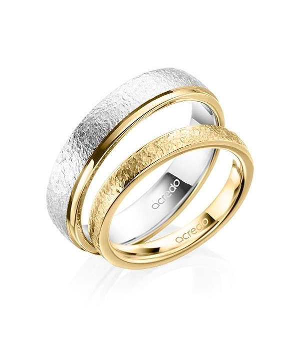 Anillos de boda originales en oro amarillo y oro blanco con acabados distintos - Alianzas de boda - 


