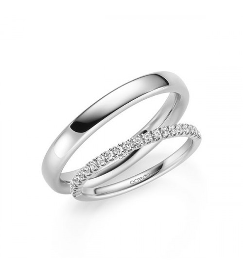 Preciosas alianzas de boda en oro blanco con corona de diamantes - Alianzas de boda - 

