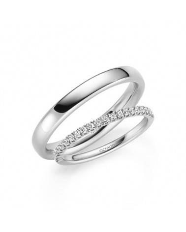 Preciosas alianzas de boda en oro blanco con corona de diamantes - Alianzas de boda - 

