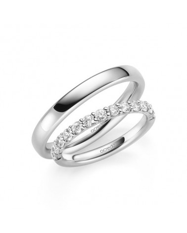 Anillos de matrimonio en oro blanco con media corona de diamantes naturales - Alianzas de boda - 

