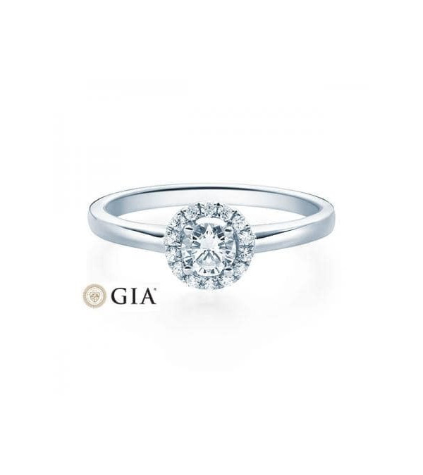 Tauri 0,30 | Oro blanco o Platino - Anillos de compromiso - Anillo para la pedida de mano con un diamante central con certificad