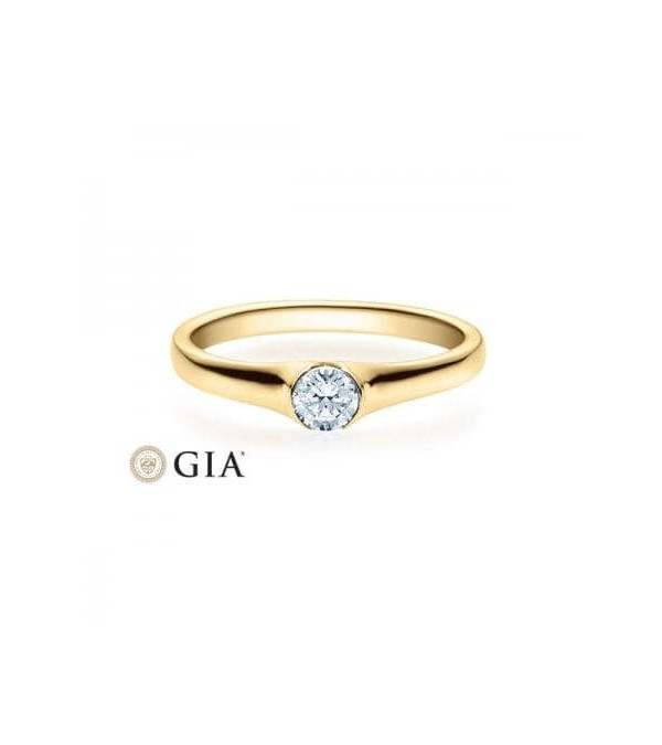 Gruis 0,30 | Oro amarillo - ANILLO DE COMPROMISO EN ORO - Anillo de compromiso de oro amarillo con un diamante natural con certi