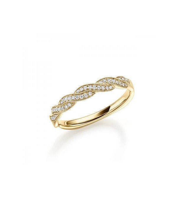 Lyrae 0,11 | Oro amarillo - ANILLO DE COMPROMISO EN ORO - Anillo tipo eternity de oro amarillo de 18K con media corona de diaman
