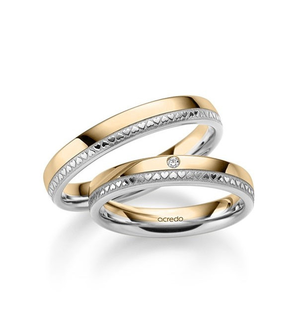 Nuevas alianzas de boda 2022 bicolor de Oro rosa y Platino con corazones - Alianzas de boda - 


