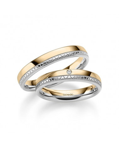 Nuevas alianzas de boda 2022 bicolor de Oro rosa y Platino con corazones - Alianzas de boda - 


